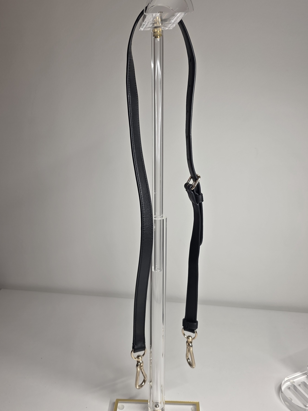 Adjustable Black COACH Leather Strap with Gold Hardware
